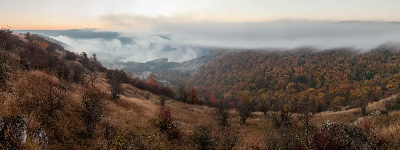 Осінні заліснені схили й кам'янисті пагорби Національного природного парку «Подільські Товтри»
